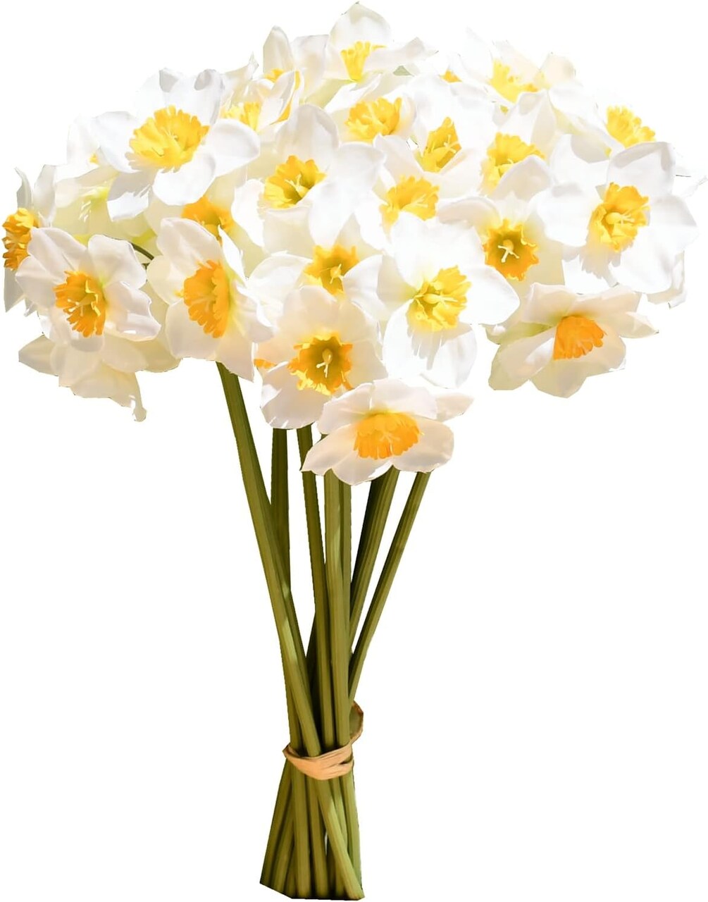 12pcs White Fake Flowers Artificial Daffodils Flowers 16" for Mother's Day Easter Party Home Decoration New Year Spring
